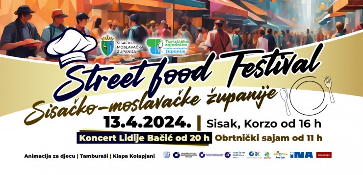 župan Ivan Celjak je, zajedno s direktoricom Turističke zajednice SMŽ Ivanom Plavec i predsjednicom Obrtničke komore SMŽ Ivankom Čačić, u prostoru Obrtničke komore najavio gastro događaj godine u Sisku, Street Food Festival, koji će u prostoru pješačke zone (Ulica Stjepana i Antuna Radića) biti održan u subotu, 13. travnja 2024.godine.