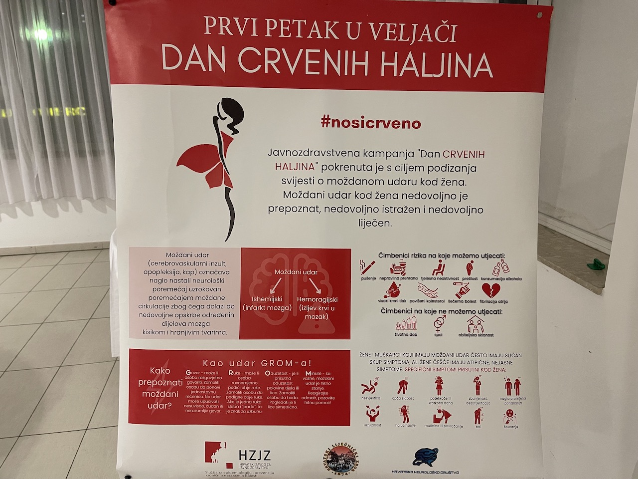 Dan crvenih haljina obilježen je u petak, 3. veljače 2023. u Sisačko-moslavačkoj županiji skupom u hotelu Panonija u organizaciji Odjela za neurologiju Opće bolnice „Dr. Ivo Pedišić“ kojemu je prisustvovao predsjednik Županijske skupštine Mato Fofić.